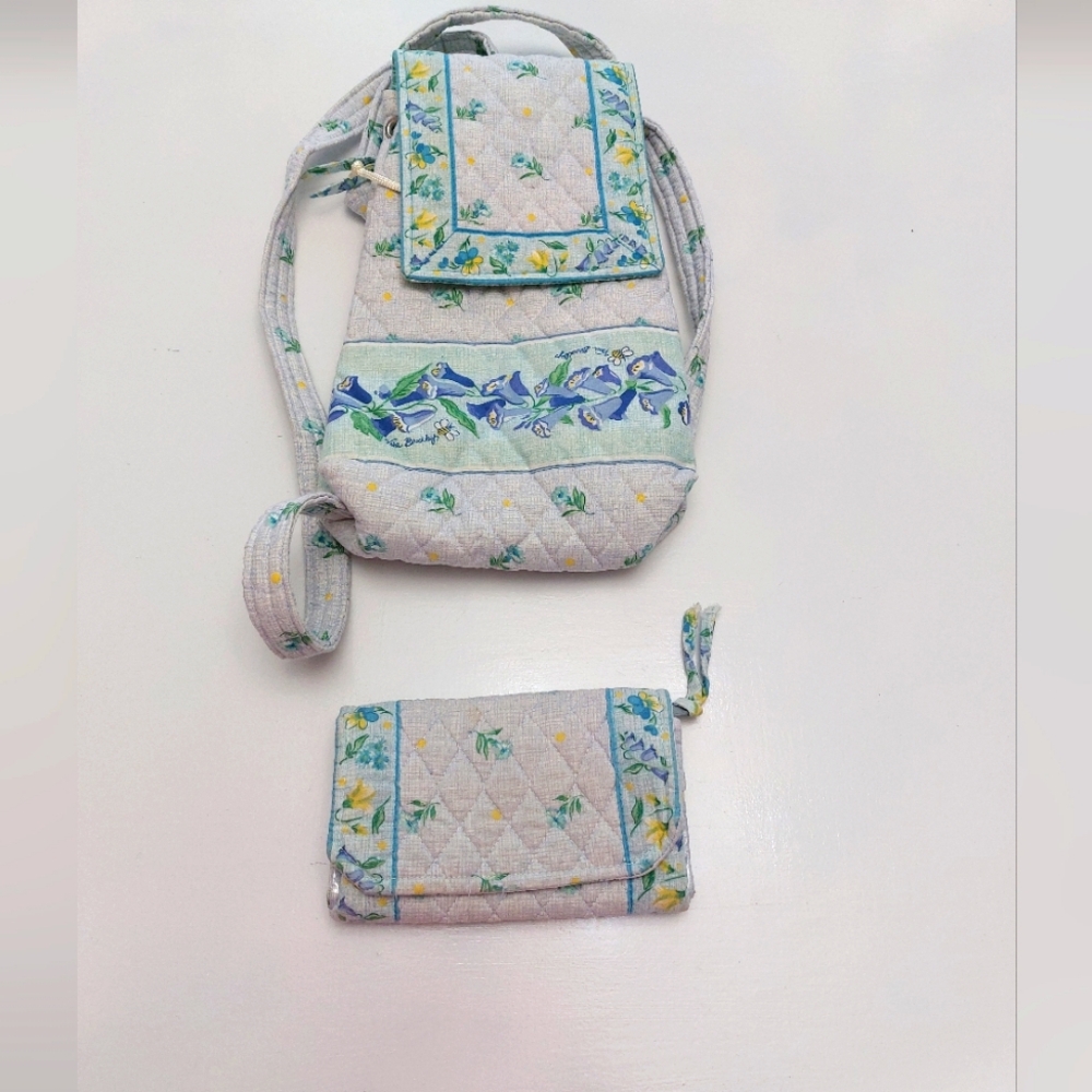 Vera Bradley Vintage Watercolor Mimi Boho Backpack & Wallet.